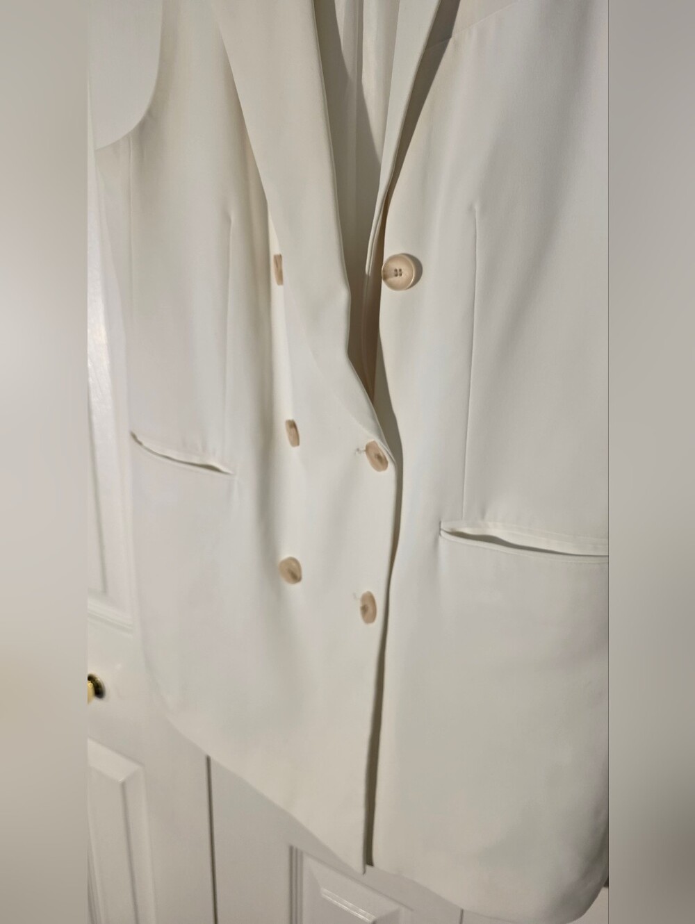 H&M Cream Double-Breasted Sleeveless Blazer Vest Size Medium - Picture 6 of 8